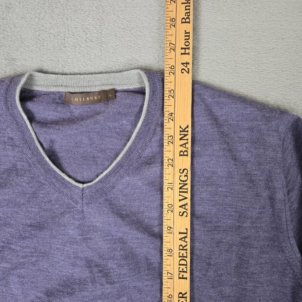 J Hilburn Sweater Mens Large Purple Pullover V-Neck‎ Wool Cashmere Golf